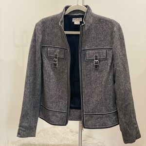 MICHAEL Michael Kors zip up jacket with front pockets. Grey and black. Size M.